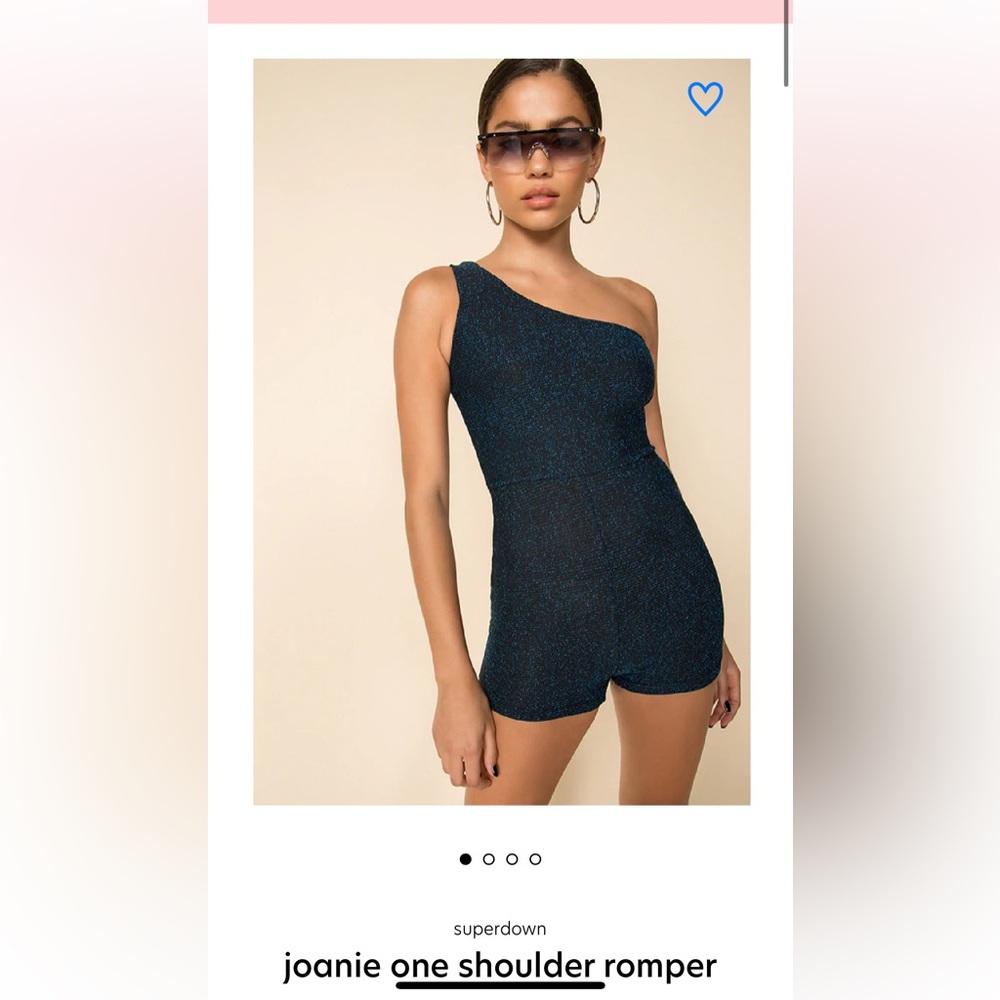 Superdown Blue Sparkling Joanie One Shoulder Romper